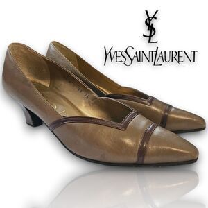 Yves Saint Laurent 1980s Vintage Chic Brown Leather Pump Heels Size EU 36/US 5.5
